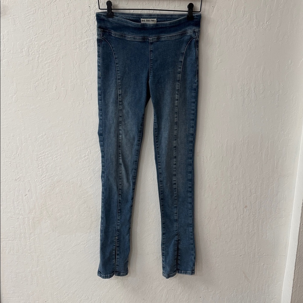We The Free Double Dutch Split Skinny Jeans Blue Stretch Pull On Size XS - Picture 3 of 8
